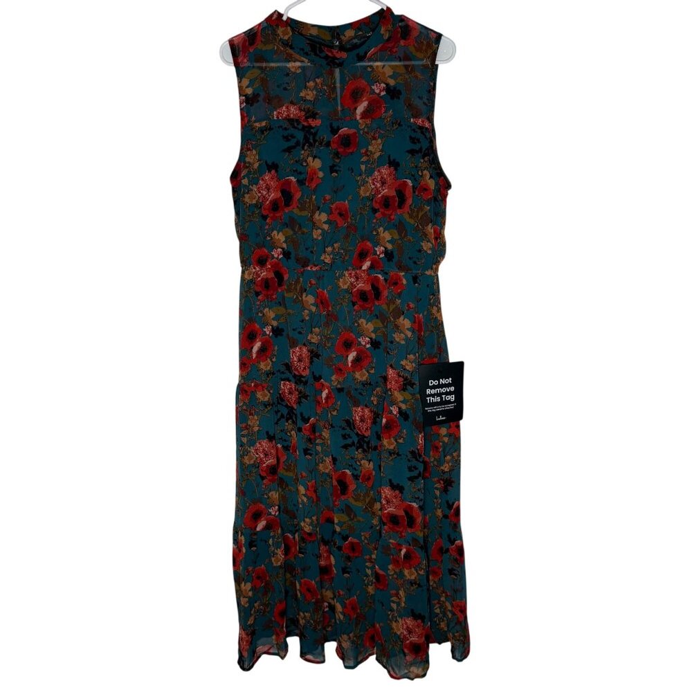 Lulus In My Dreams Teal Multi Floral Print Midi Dress Women's Size XL NWT! - Picture 2 of 6